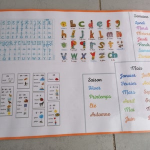 Desk pads, French/math learning pads, A3/A4 support, double-sided, Child aids, Children with learning difficulties