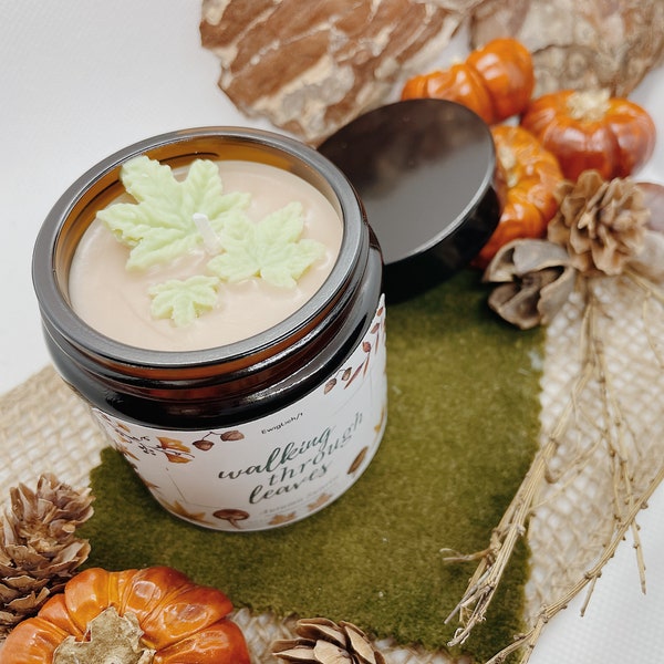 walking through leaves (Autumn Sunrise), hand poured candle made from 100% vegan soy wax