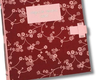 Red Floral Handmade Fabric Photo Album Book | Hardcover Personalized Vintage Scrapbook Album