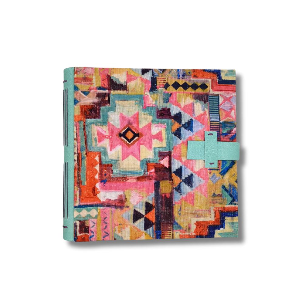 Colorful Ethnic 20x20 Handmade Photo Album, Scrapbook for 10x15 Photos and Memory Keeping