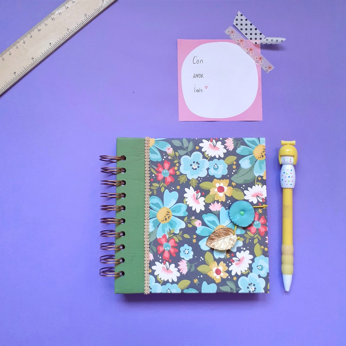 Libreta Artesanal Primavera. Libreta hecha a mano con