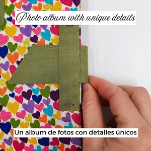 Album ze zdjęciami „Serca”, kolorowy, ręcznie robiony album, strony z recyklingowanego papieru kraft zdjęcie 4