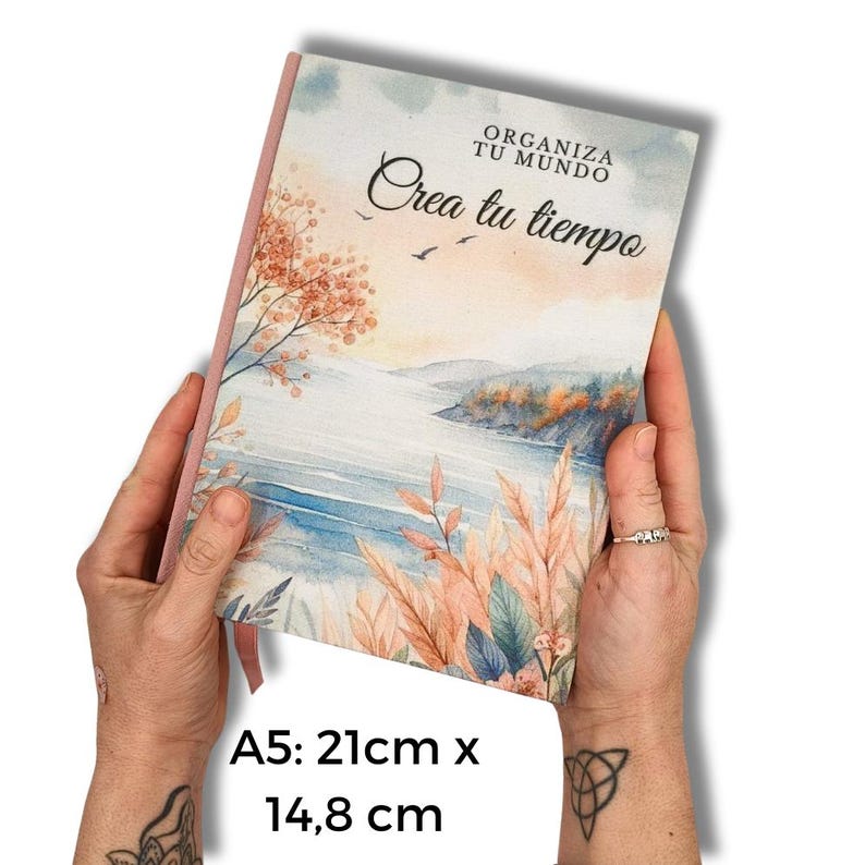 Agenda A5 sin fecha en español, agenda ecológica hecha a mano, diario para registrar el estado de ánimo, agenda para empezar en cualquier momento. Regalo ideal. imagen 2