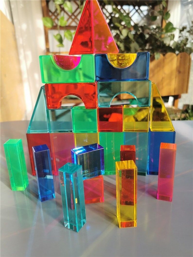 Acrylic Translucent Geometric Crystal Building Blocks Sensory Etsy