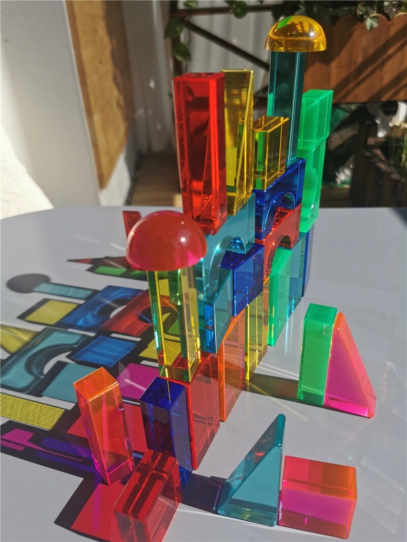 Acrylic Translucent Geometric Crystal Building Blocks Sensory Etsy