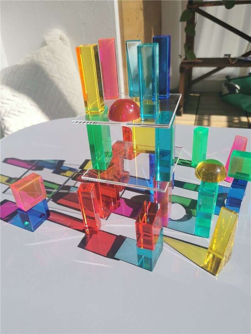 Acrylic Translucent Geometric Crystal Building Blocks Sensory Etsy