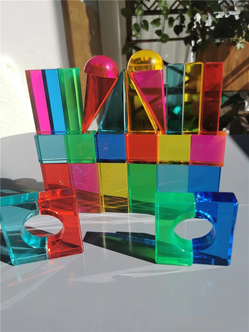 Acrylic Translucent Geometric Crystal Building Blocks Sensory Etsy