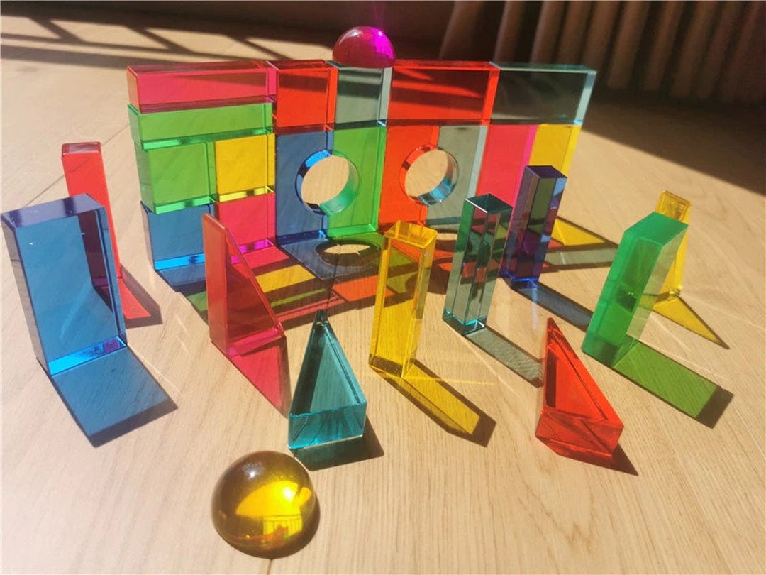 Acrylic Translucent Geometric Crystal Building Blocks Sensory Etsy