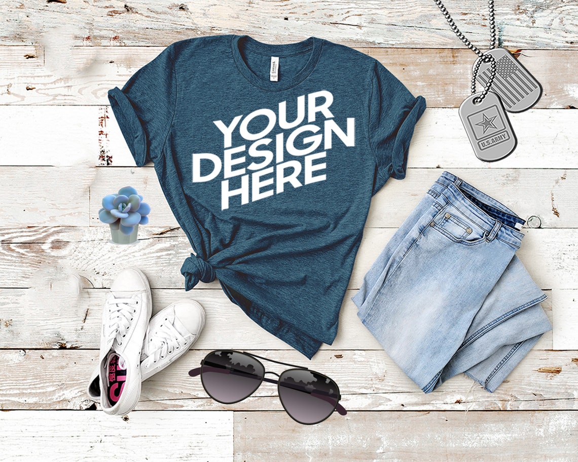 Download Bella Canvas 3001 Mockup Deep Teal Tee Mock T-shirt ...