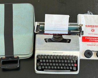 Rare Olivetti Lettera 32 Typewriter Original Case with Paper and Extra Ribbon