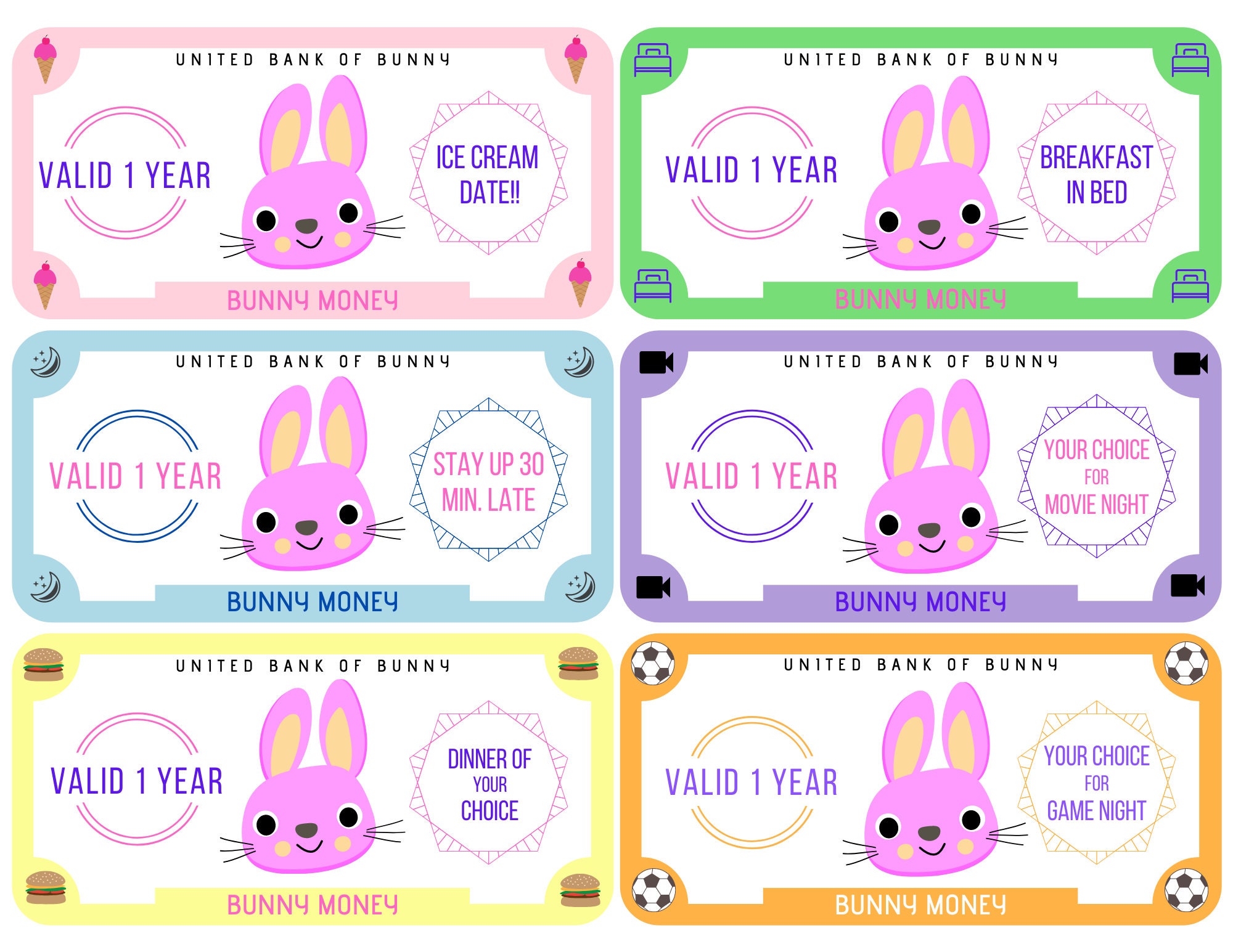 Bunny Money Printables