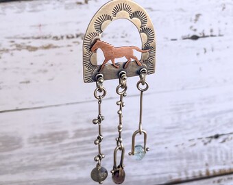 Vintage Native American Fred Harvey Horse Pin / 1930's Turquoise