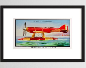 Plane Art Print, Airplane digital art, Cigarette Card art, 1930 reproduction art , Unframed poster, Gift, Home Decor, Unusual Art