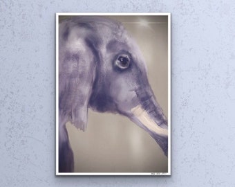 Elephant print, original art Print, Wild animal print wall art,  digital wall art print,  Wall hanging, gift, home decor