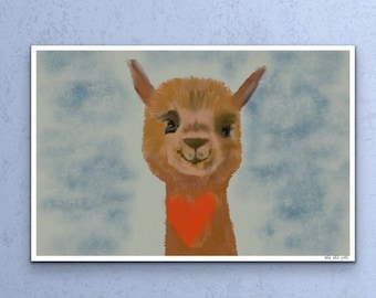Llama Art Print, Llama Poster, Nursery art, Quirky Art, Animal Art Gift, Unframed Print, Wall Hanging, Home decor