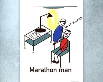 Download Marathon man  DOWNLOADABLE instant print, Gift, Poster, Humerous  print, Wall Art, film poster Home Decor, Wall Hanging