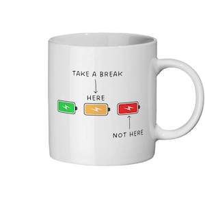 Take a Break Mug: Motivational Office Desk Decor, Calming Coffee Cup