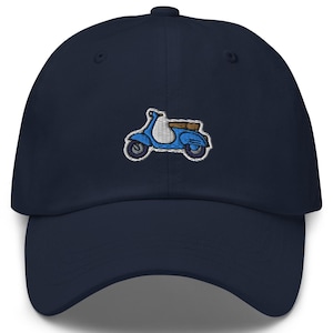 Embroidered Retro Scooter Baseball Cap: 60s MOD Style