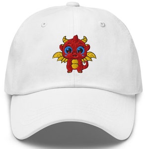 Bestickte Baseballmütze mit Drachen, gestickte Baby-Drachen-Baseballmütze, Drachenhut, Drachendesign, bestickte Baseballmütze, Fantasy-Hut