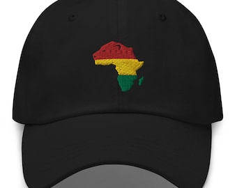 Embroidered Africa Map Hat: Juneteenth Pan-African Baseball Cap