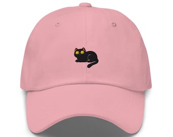 Cappello da papà con gatto nero e streghe ricamato - Regalo per mamma gatta