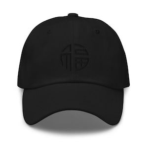 Black Dad Hat: Embroidered Chinese Luck Symbol, Unisex Streetwear Cap