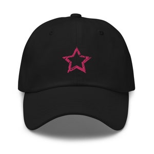 Embroidered Red Star Cotton Twill Dad Hat - Y2K Style