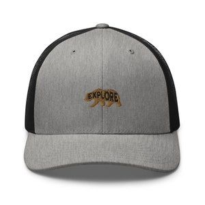 Embroidered Bear Hiking Trucker Cap: Outdoor Adventure Gear