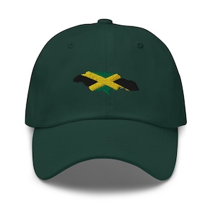 Casquette de baseball drapeau jamaïcain, broderie de carte de la Jamaïque, chapeau de la fierté des Caraïbes, cadeau Jamaïque, chapeau papa, chapeau de la Jamaïque, casquette de baseball drapeau, carte de la Jamaïque