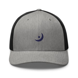 Moon and Star Trucker Cap, Crescent Moon Cap, Crescent Moon Trucker Cap, Moon and Stars Embroidery, Celestial Baseball Hat, Night Sky Cap