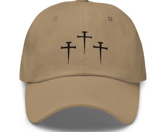 Cappellino da baseball con tripla croce: cappello da papà con chiodi ricamati e fede cristiana