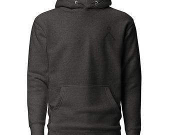 Geborduurde hoodie met chevron, extra borduurmouwen, chevronontwerp, cadeau filmfan