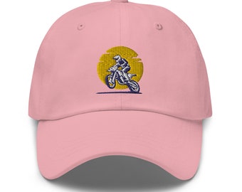 マック0907 Motocross Baseball Cap, Vintage Style Hat, Retro Motorcycle