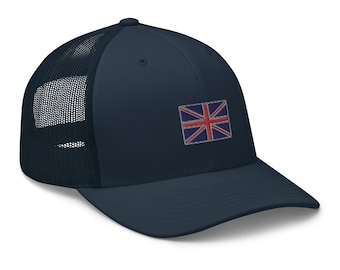 Vintage Embroidered Union Jack Trucker Cap - England Flag Hat