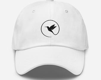 Cappellino da baseball ricamato con colibrì: cappello da sole in twill di cotone