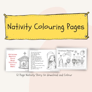 Nativity Story Colouring Book, Printable Colouring Pages, Christmas Colouring Booklet,Holiday Activity, Instant Download, Nativity Colouring