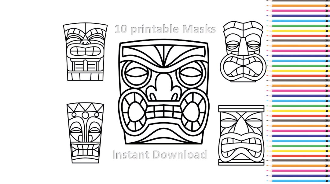 Tiki Mask SVG Printable Paper Mask Mask Template 10 - Etsy