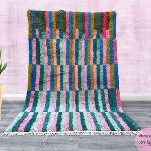 Colorful Morocco rug  5.3 FT x 8.0 FT, Unique Moroccan Azilal Rug, Authentic wool Morocco rug 5x8
