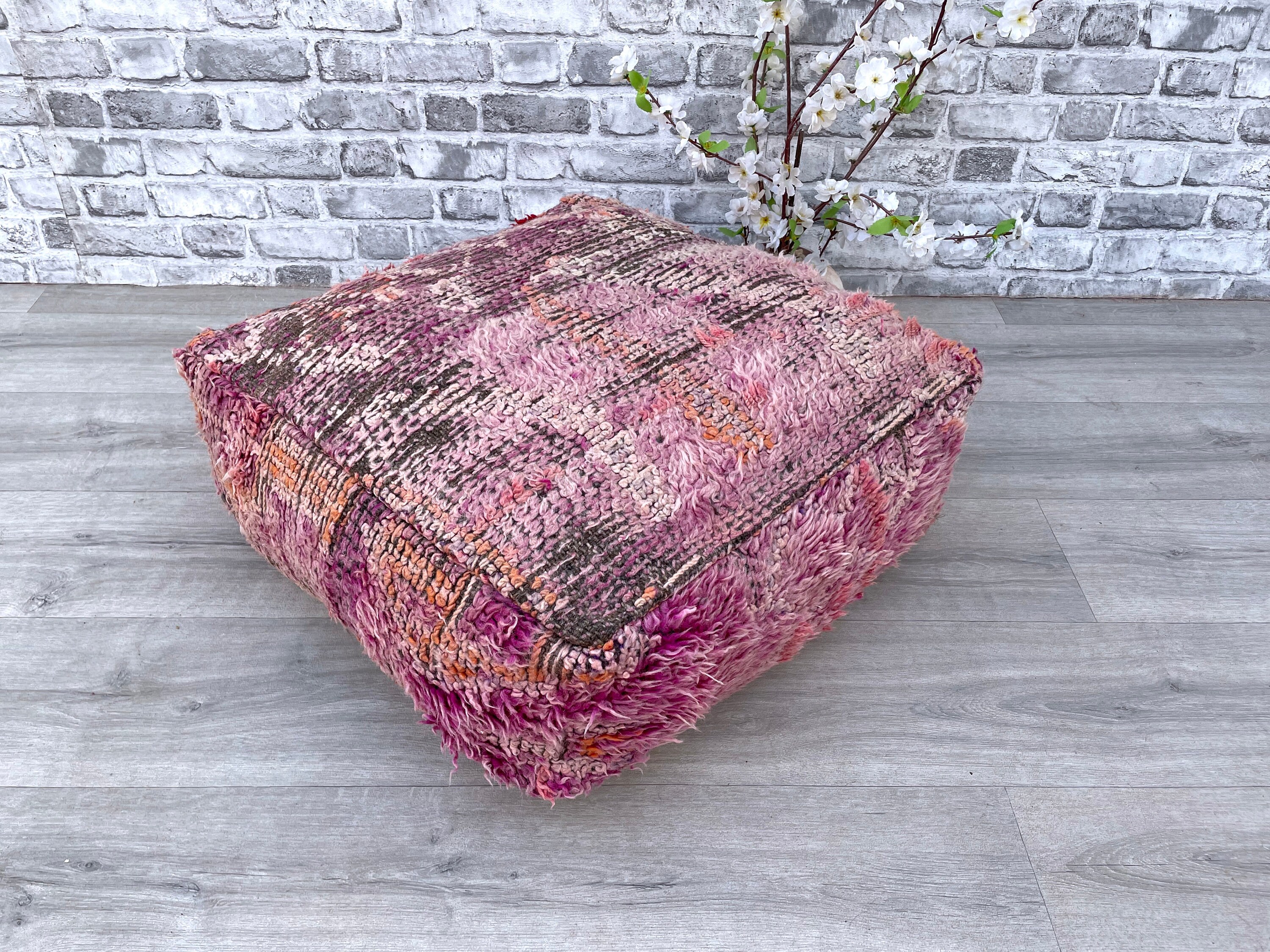 housse de coussin ottoman carré kilim pouf - coussins sol berbères marocains coussin d'assise fauteuil oreiller canapé