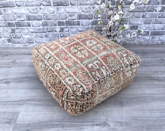 Vintage Moroccan Pouf-Moroccan Boujaad Pouf - Moroccan Floor Pouf - Moroccan Floor Cushion - Kilim Pouf - Pouf Cover