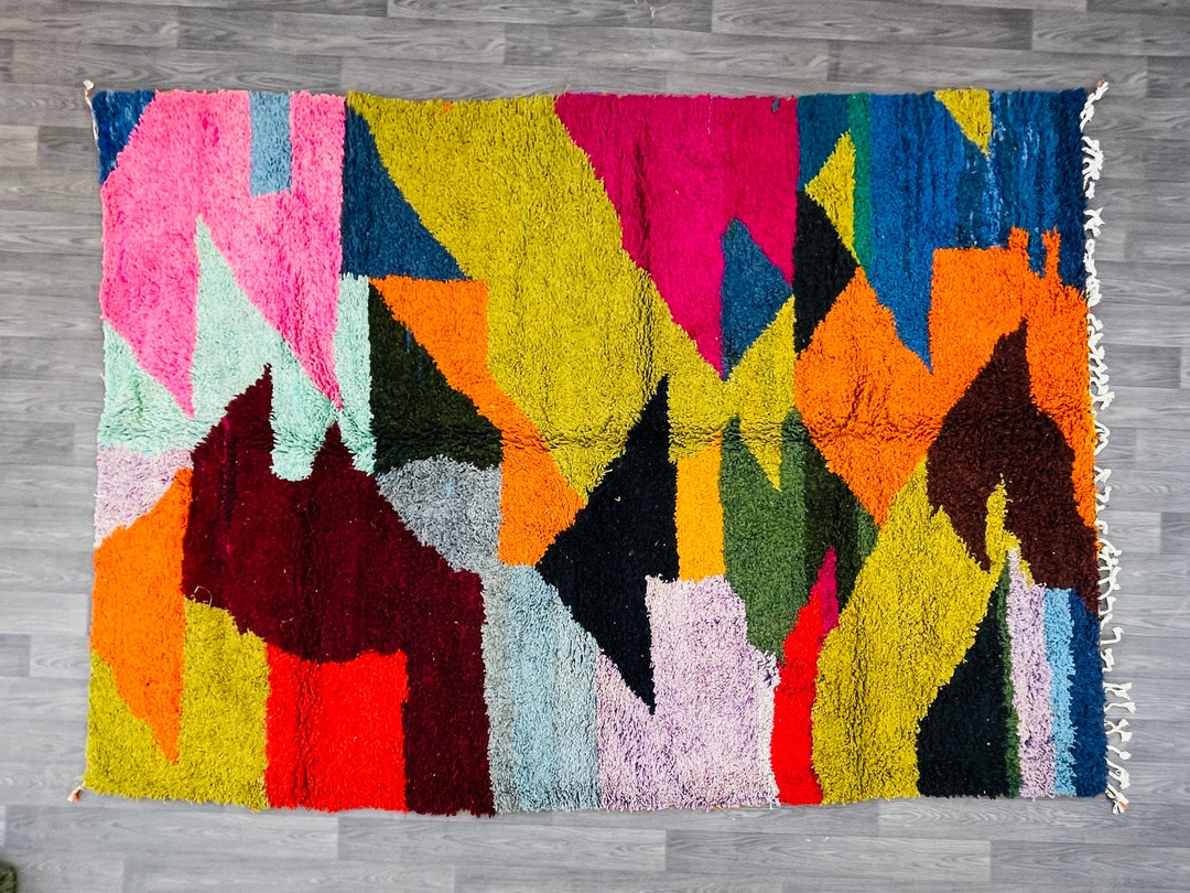 Berber Moroccan Rug 6.8 FT X 10 FT, Old Moroccan Rug Bohemian Rug Beni