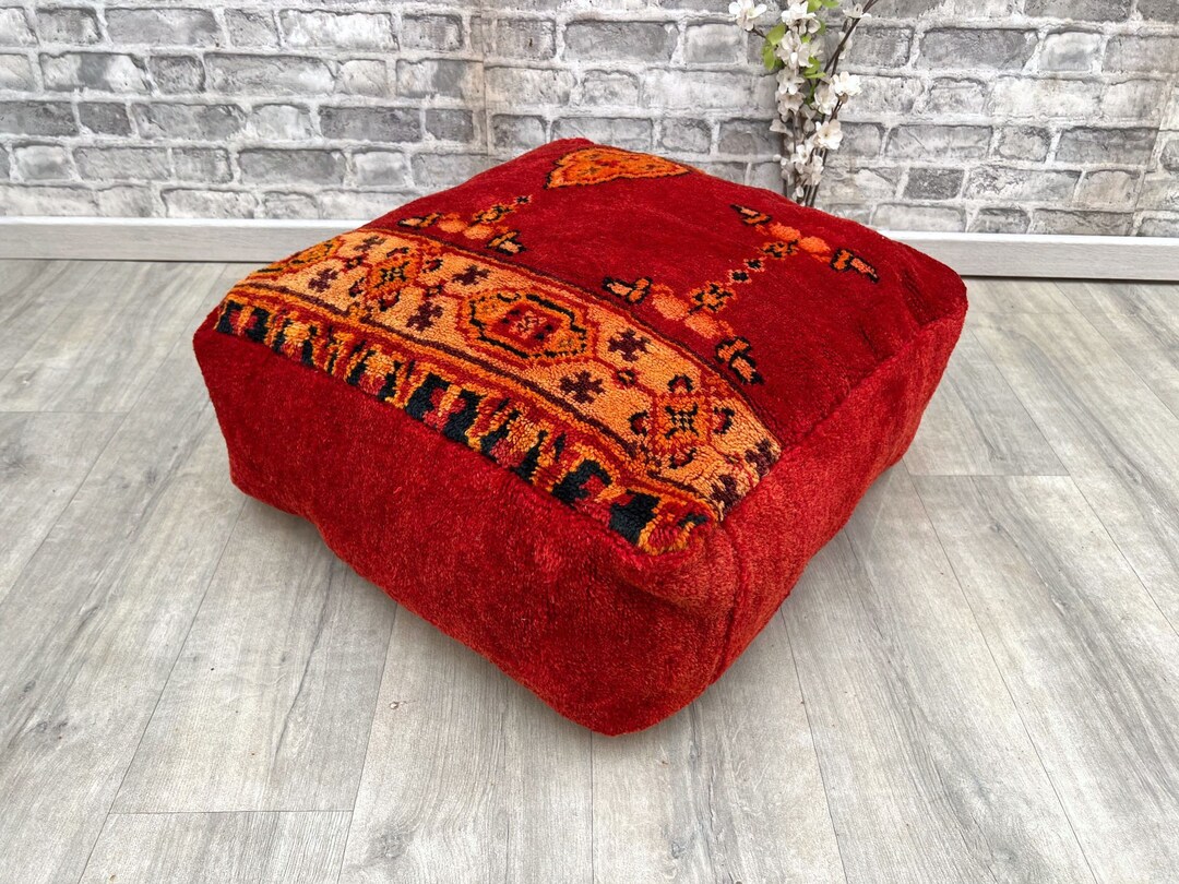 Moroccan Floor Cushion Home Decor Square Design Boujaad footstool Pouf — free download