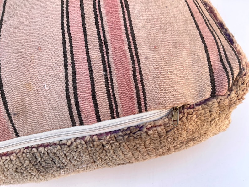 Yoga Meditation Cushion Vintage Moroccan Floor Cushion Cover Ottoman Linen Connections Beanbag Footstool Handwoven kilim pouf