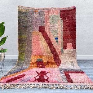 Vintage Moroccan Rug 5x9 FT, Authentic Boujaad Rug, rugs for living room, boho rug  - Multicolored Rug Handmade rug