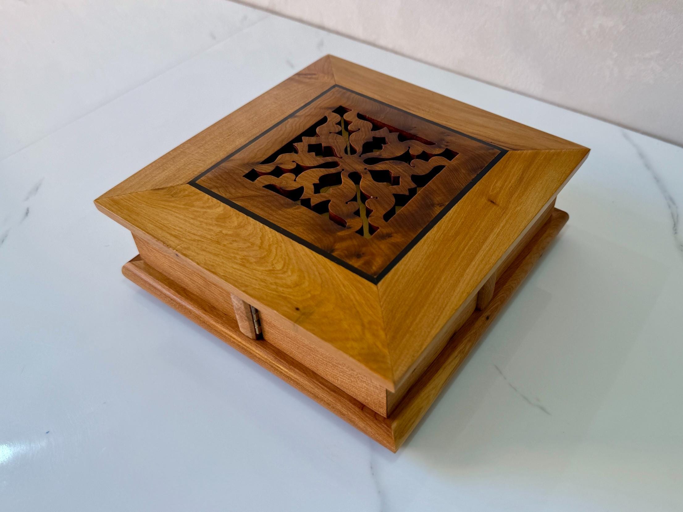Moroccan Secret Opening Jewelry Box 7x7in - Unique Thuya Wood Magic…