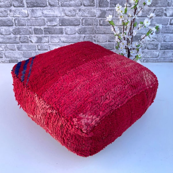 24 x 24 in marokkanischen quadratischen Bodenkissen, Kilim Pouf, Berber marokkanischen Boden Kissen, Sitzkissen, Sessel, Sofa Kissen-Handmade Pouf.