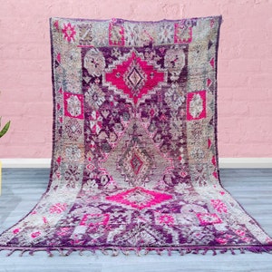 Amazing vintage moroccan rug 9X10- Authentic Moroccan Boujad Rug  - Berber tribal rug - Handmade Old Moroccan Rug 9.4 FT x 10.6 FT
