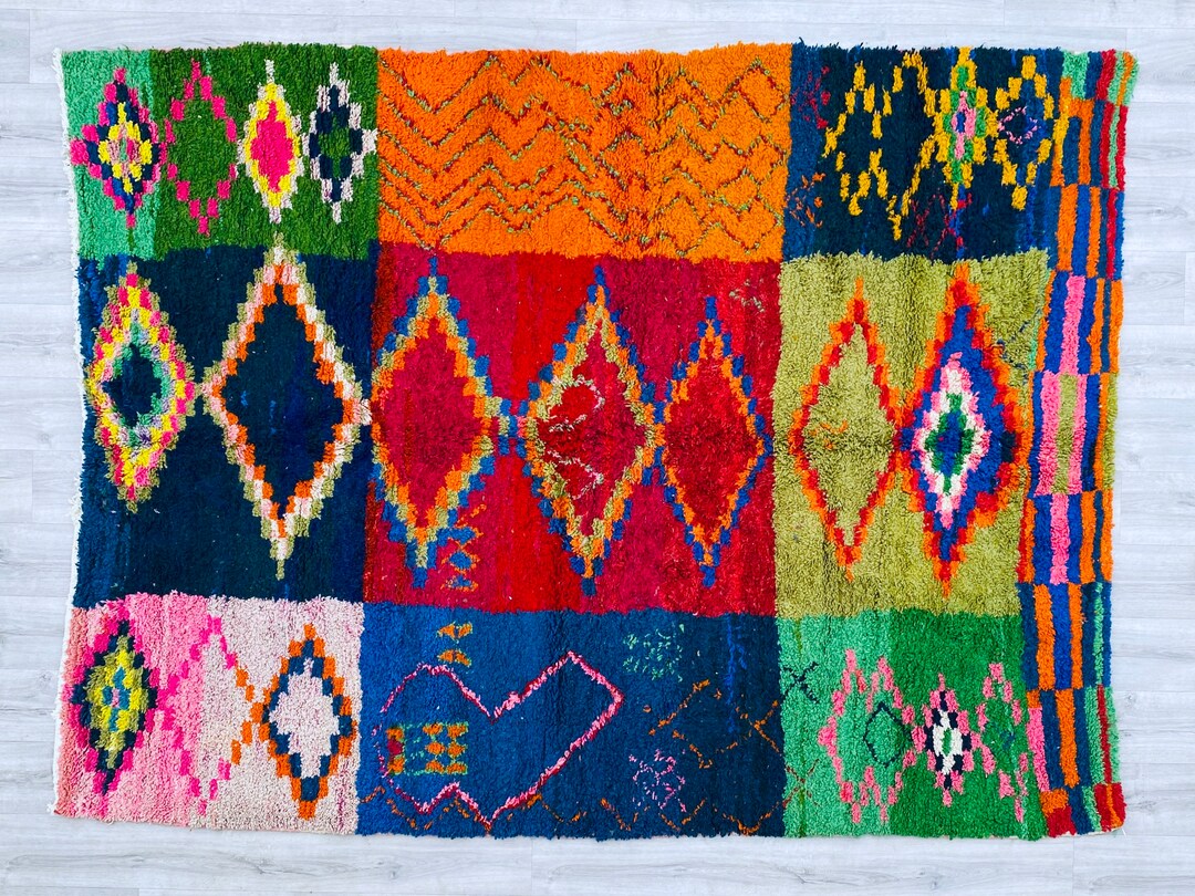 7x9 Moroccan Rug Vintage Morocco Boujad Rug Area Rug Etsy