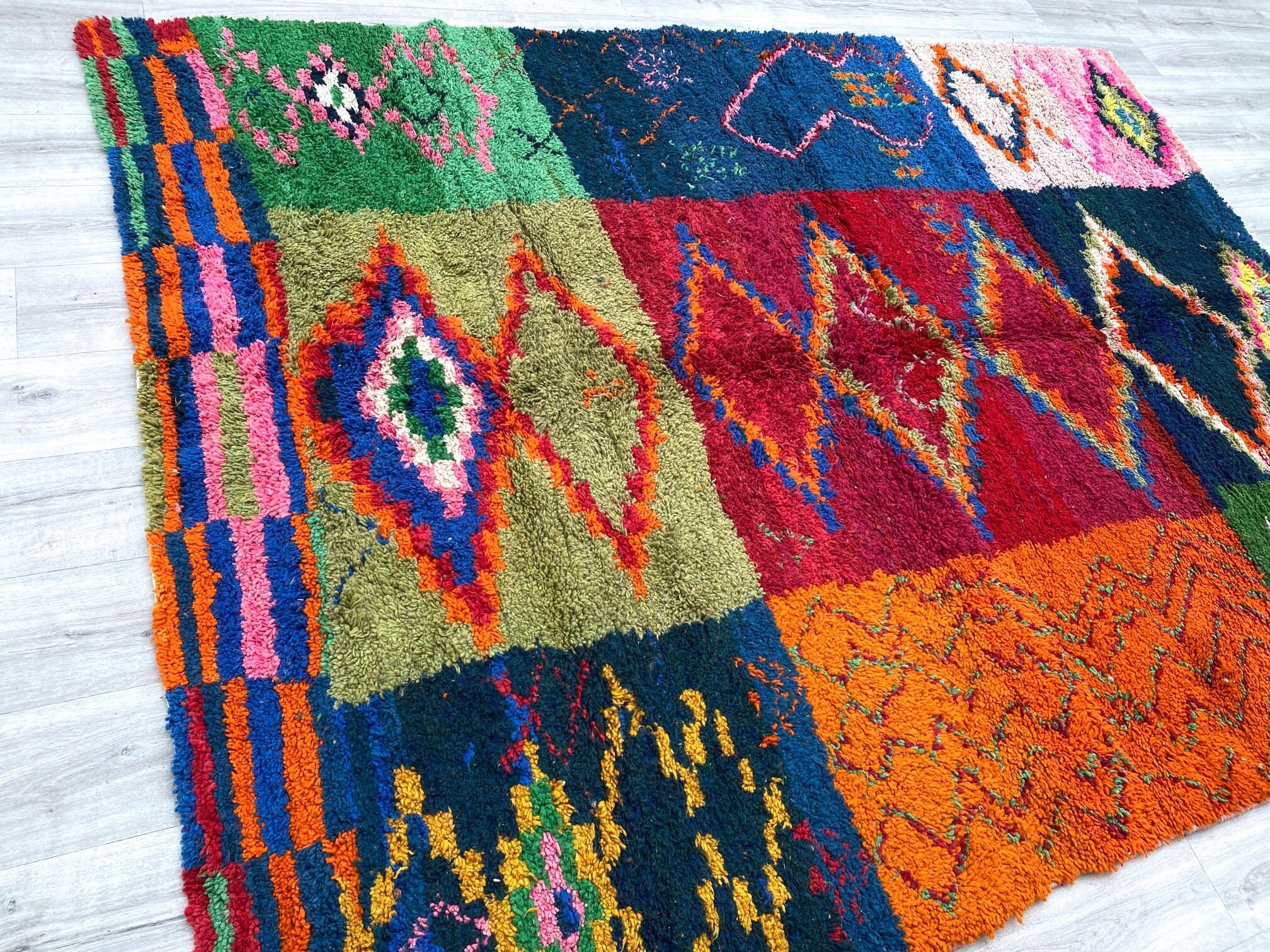 7x9 Moroccan Rug Vintage Morocco Boujad Rug Area Rug Etsy