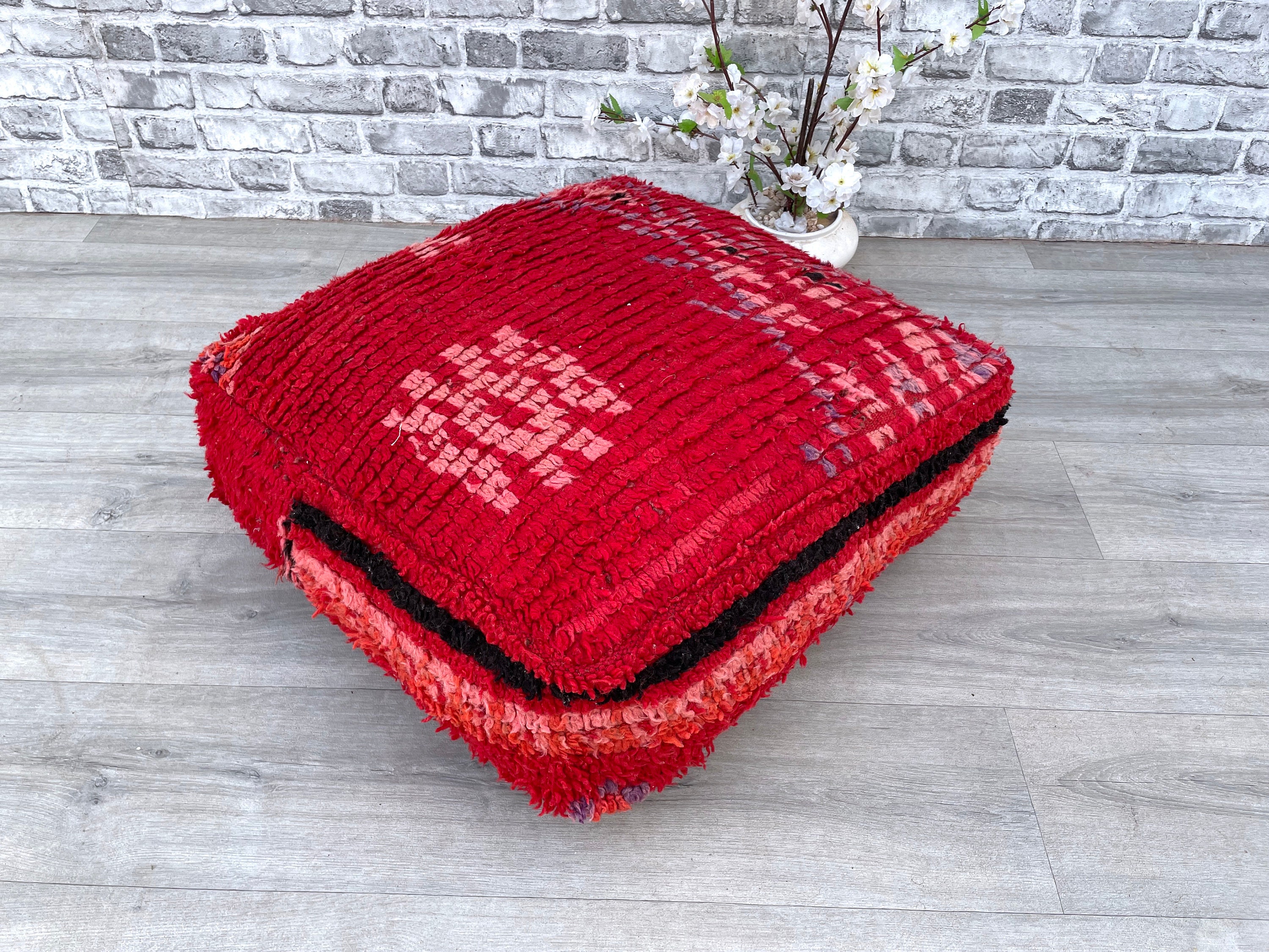 housse de coussin ottoman carré kilim pouf - coussins sol berbères marocains coussin d'assise fauteuil oreiller canapé